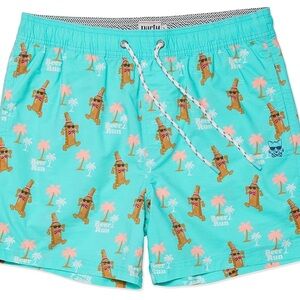 Party Pants Sz XS Turquoise Swim Shorts with Fun Print NWT